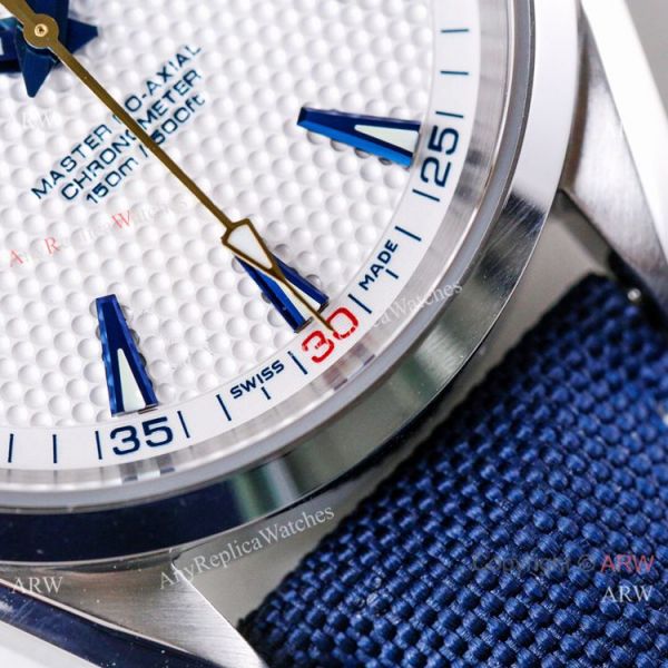 (VS)Swiss Copy OMEGA Seamaster Aqua Terra RYDER CUP Watch Blue Leather Strap (VS)Swiss Copy OMEGA Seamaster Aqua Terra RYDER CUP Watch Blue Leather Strap