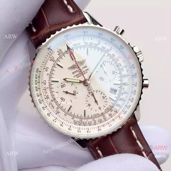 JF FACTORY Breitling Navitimer 01 Men Watch White Dial Brown Leather Strap JF FACTORY Breitling Navitimer 01 Men Watch White Dial Brown Leather Strap