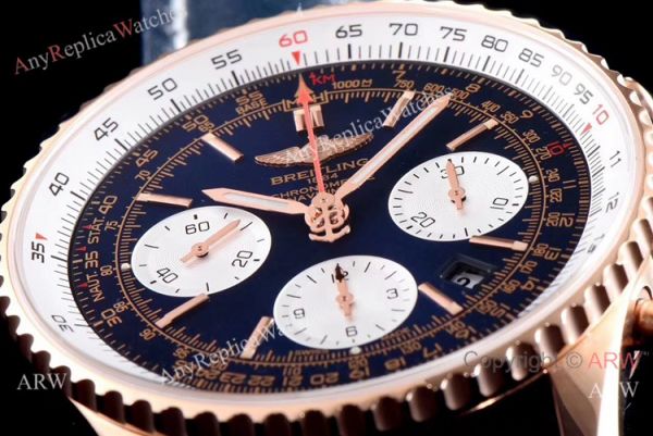 JF Factory Breitling Navitimer 01 Rose Gold Blue Face Watch Super Clone JF Factory Breitling Navitimer 01 Rose Gold Blue Face Watch Super Clone