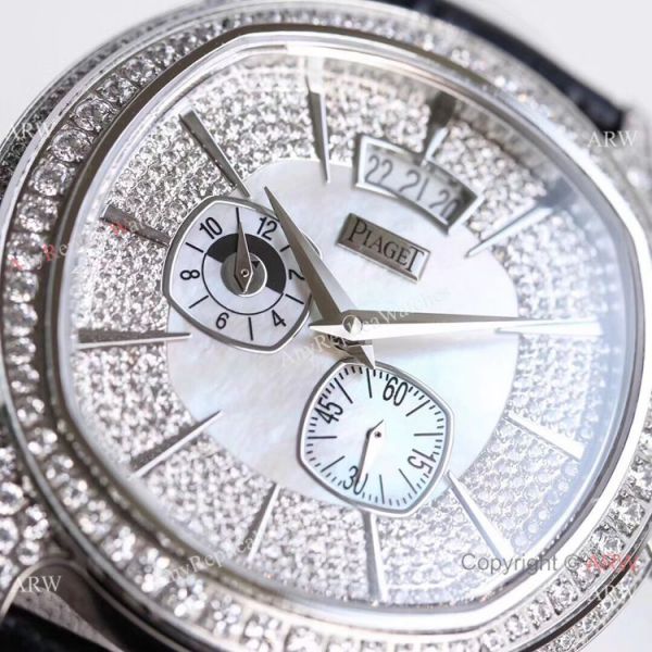 Swiss Grade Piaget Emperador Coussin Dual Time Zone Watch SS Diamond Swiss Grade Piaget Emperador Coussin Dual Time Zone Watch SS Diamond