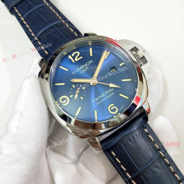 High Quality Panerai Luminor GMT PAM00320 Watch Blue Dial Blue Leather Strap High Quality Panerai Luminor GMT PAM00320 Watch Blue Dial Blue Leather Strap