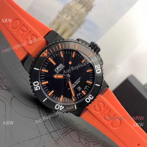 Swiss Grade Fake Oris Aquis Watch Orange Rubber Band Swiss Grade Fake Oris Aquis Watch Orange Rubber Band
