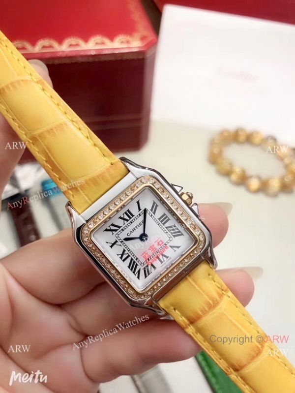 Fake Cartier Panthere de Cartier 27mm Watch 2 Tone Gray Leather Strap Fake Cartier Panthere de Cartier 27mm Watch 2 Tone Gray Leather Strap