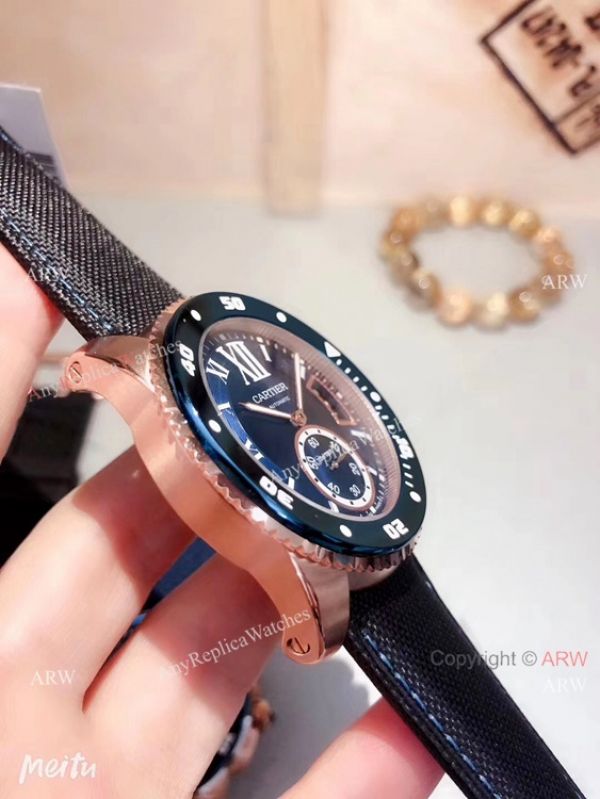 Copy Cartier Calibre De Diver Rose Gold Black Face Watches Copy Cartier Calibre De Diver Rose Gold Black Face Watches