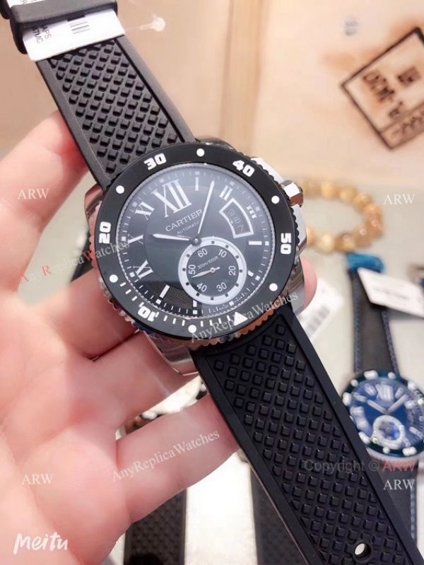 Copy Cartier Calibre De Diver SS Blue Rubber Strap Watch Low Price Copy Cartier Calibre De Diver SS Blue Rubber Strap Watch Low Price
