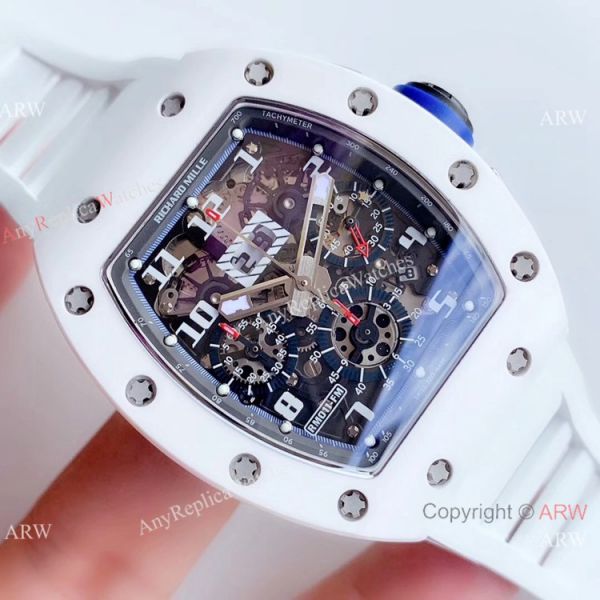 KV Factory Swiss 7750 Richard Mille RM 011-FM Polo Club Saint Tropez White Ceramic Watch Richard Mille AAA KV Factory Swiss 7750 Richard Mille RM 011-FM Polo Club Saint Tropez White Ceramic Watch Richard Mille AAA