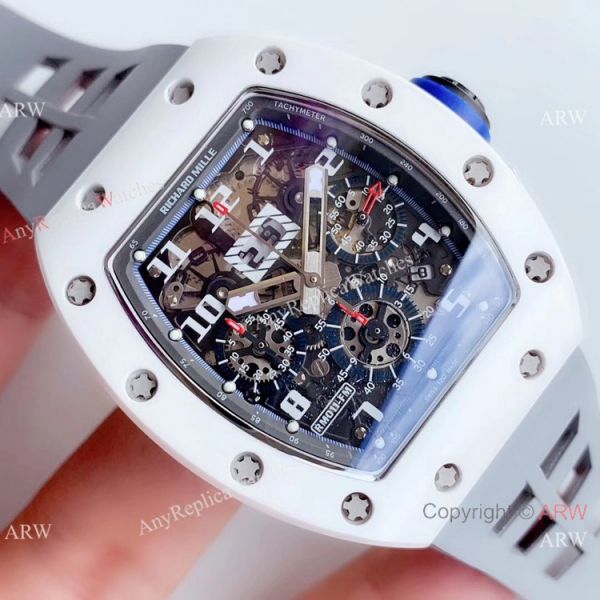 KV Factory Swiss Copy Richard Mille RM 011-FM Polo Club Saint Tropez Watch White Ceramic Gray Skeleton Dial KV Factory Swiss Copy Richard Mille RM 011-FM Polo Club Saint Tropez Watch White Ceramic Gray Skeleton Dial