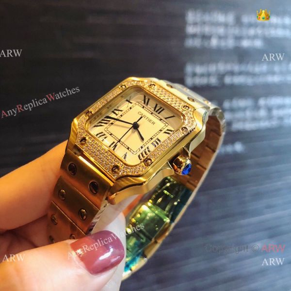 New Fake Cartier Santos 100 Diamond QUARTZ Watch Stainless Steel White Dial New Fake Cartier Santos 100 Diamond QUARTZ Watch Stainless Steel White Dial