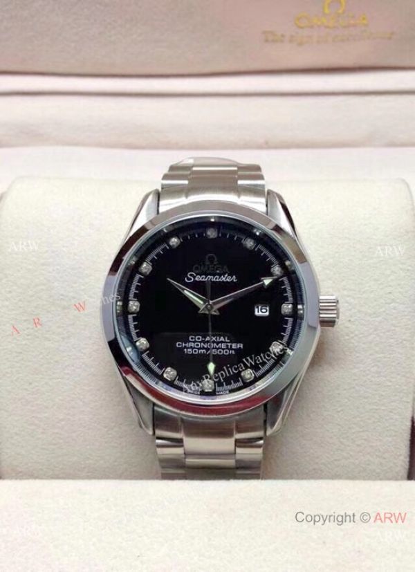 Copy Omega Seamaster 39mm Watch Black Dial Diamond Marker Copy Omega Seamaster 39mm Watch Black Dial Diamond Marker