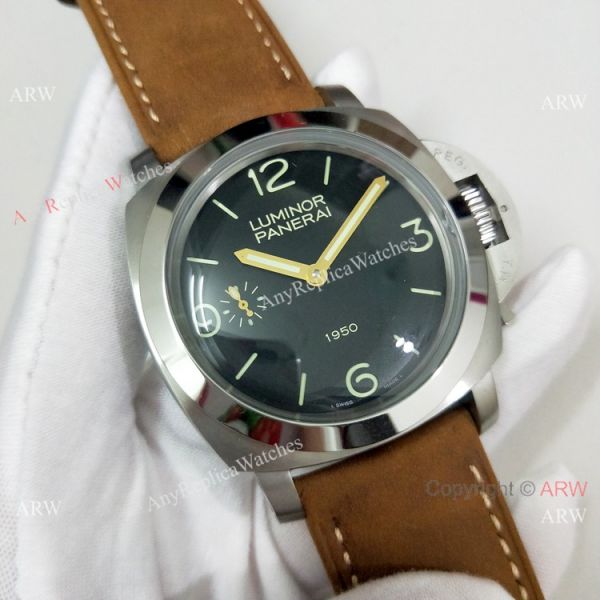 Copy Panerai Luminor PAM00127 Watch Black Dial Brown Leather Band Copy Panerai Luminor PAM00127 Watch Black Dial Brown Leather Band