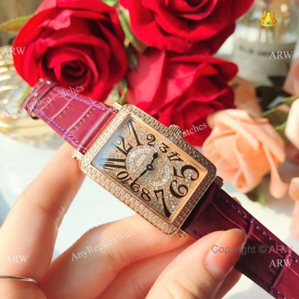 New Copy Franck Muller Long Island Rose Gold Iced Out Watch 26mm New Copy Franck Muller Long Island Rose Gold Iced Out Watch 26mm