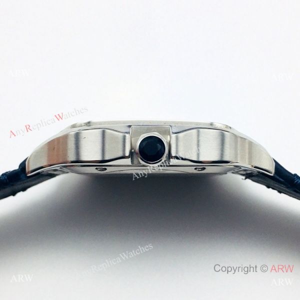 (GB) Swiss Copy Cartier Santos De Mens Watch Blue Dial Blue Leather Strap (GB) Swiss Copy Cartier Santos De Mens Watch Blue Dial Blue Leather Strap