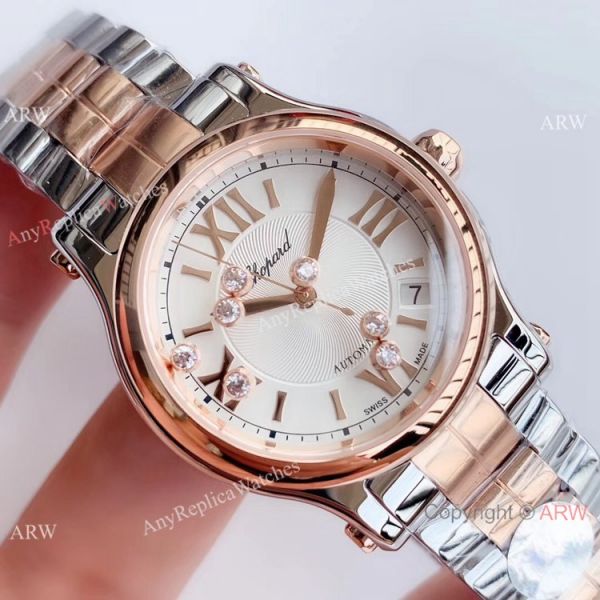 YF Factory Replica Chopard HAPPY SPORT Ladies Watch Two Tone Rose Gold YF Factory Replica Chopard HAPPY SPORT Ladies Watch Two Tone Rose Gold