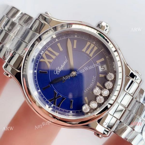 YF Swiss Replica Chopard HAPPY SPORT Ladies Watch Stainless Steel Blue Dial YF Swiss Replica Chopard HAPPY SPORT Ladies Watch Stainless Steel Blue Dial