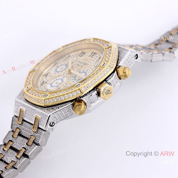 Best Replica Audemars Piguet Royal Oak Iced Out Watch Two Tone Diamond Dial Best Replica Audemars Piguet Royal Oak Iced Out Watch Two Tone Diamond Dial