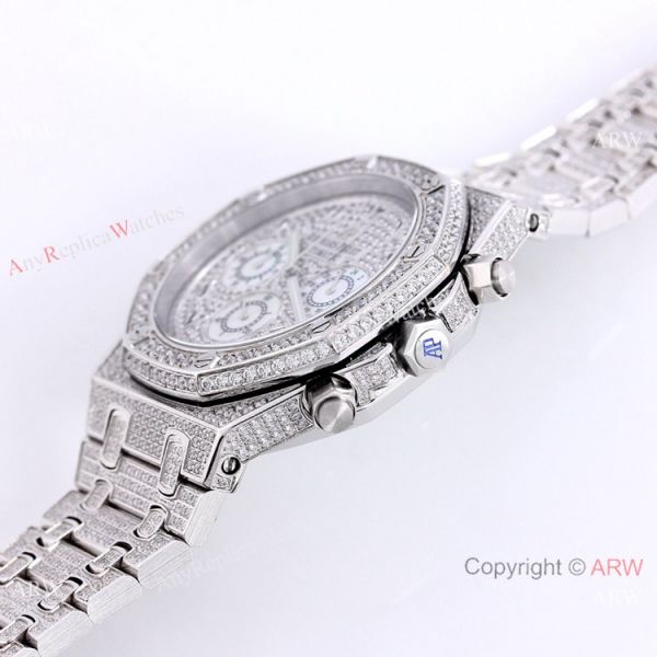 New Replica Audemars Piguet Royal Oak Full Iced Out Watch SS Arabic Scripts Dial New Replica Audemars Piguet Royal Oak Full Iced Out Watch SS Arabic Scripts Dial