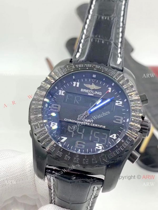 Breitling Cockpit B50 Black Steel Green Leather Strap Men Watches Breitling Cockpit B50 Black Steel Green Leather Strap Men Watches
