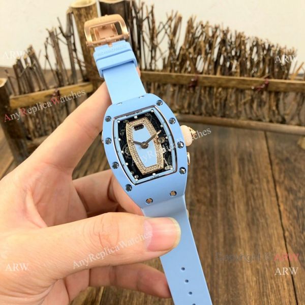 Replica Richard Mille RM037 Automatic Lady Watch Blue Ceramic Rose Gold Crown Replica Richard Mille RM037 Automatic Lady Watch Blue Ceramic Rose Gold Crown
