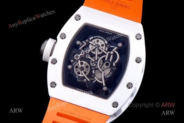 KV Factory Swiss Replica Richard Mille Bubba Watson RM 055 White Ceramic Automatic Watch Orange Rubber Band KV Factory Swiss Replica Richard Mille Bubba Watson RM 055 White Ceramic Automatic Watch Orange Rubber Band