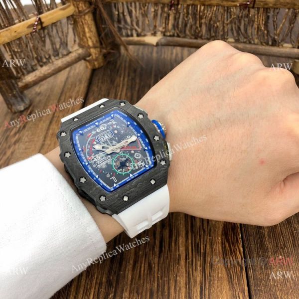 Replica Richard Mille RM11-04 Mens Watch Carbon fiber White Rubber Strap Replica Richard Mille RM11-04 Mens Watch Carbon fiber White Rubber Strap