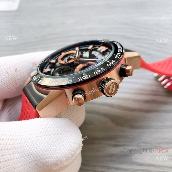 Best Quality Copy Tag Heuer Carrera Heuer 01 Watch Red Rubber Strap Best Quality Copy Tag Heuer Carrera Heuer 01 Watch Red Rubber Strap