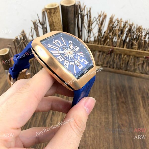 Replica Franck Muller Vanguard V45 Automatic Watch Rose Gold Blue Gummy Strap Replica Franck Muller Vanguard V45 Automatic Watch Rose Gold Blue Gummy Strap