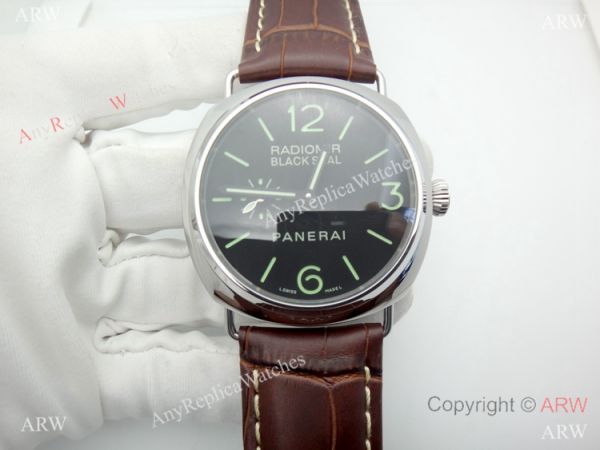 Panerai PAM183 Black Seal Watch SS Brown Leather Strap Panerai PAM183 Black Seal Watch SS Brown Leather Strap