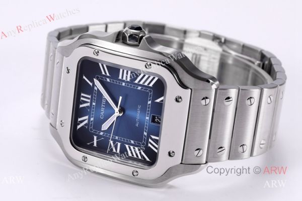 BV Factory 1:1 Copy Cartier Santos Mens Watch Cartier Santos Blue Dial Steel Watches BV Factory 1:1 Copy Cartier Santos Mens Watch Cartier Santos Blue Dial Steel Watches