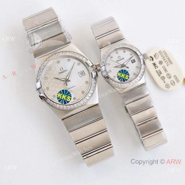 Swiss Quality Omega Constellation Double Eagle Couple Watch 2-Tone Rose Gold Diamond Bezel Swiss Quality Omega Constellation Double Eagle Couple Watch 2-Tone Rose Gold Diamond Bezel