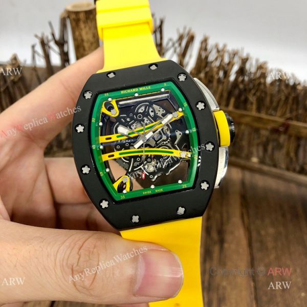 Knockoff Richard Mille Green Skeleton Watch Richard Mille RM 61-01 with Yellow Rubber Strap Knockoff Richard Mille Green Skeleton Watch Richard Mille RM 61-01 with Yellow Rubber Strap