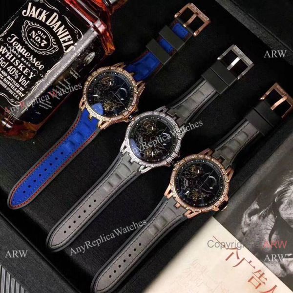 Copy Roger Dubuis Excalibur Automatic Skeleton SS Diamond Watch Gray Gummy Strap Copy Roger Dubuis Excalibur Automatic Skeleton SS Diamond Watch Gray Gummy Strap