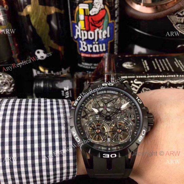 Copy Roger Dubuis Excalibur Skeleton Double Flying Tourbillon Watch SS Case Copy Roger Dubuis Excalibur Skeleton Double Flying Tourbillon Watch SS Case