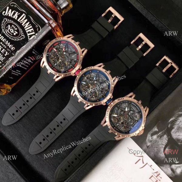 Replica Roger Dubuis Excalibur Double Flying Tourbillon Watches Black Skeleton Dial Rose Gold Replica Roger Dubuis Excalibur Double Flying Tourbillon Watches Black Skeleton Dial Rose Gold
