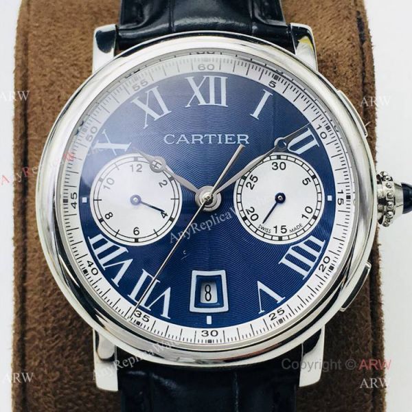 (GZF) 1:1 Quality Cartier Watch Copy Ronde De Cartier Blue Dial Chronograph Watch 40mm (GZF) 1:1 Quality Cartier Watch Copy Ronde De Cartier Blue Dial Chronograph Watch 40mm
