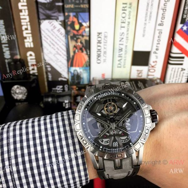 Fake Roger Dubuis Excalibur Lamborghini Huracan Watches Titanium Blue Rubber Band 46mm Fake Roger Dubuis Excalibur Lamborghini Huracan Watches Titanium Blue Rubber Band 46mm