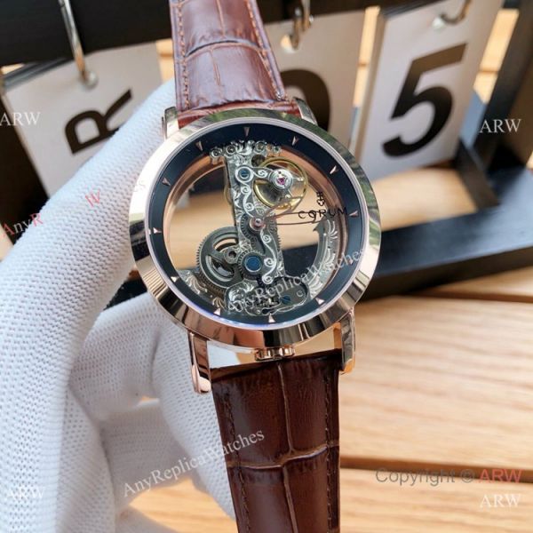 CORUM Bridge Transparent Black Leather Strap Watches 42mm Corum Watch CORUM Bridge Transparent Black Leather Strap Watches 42mm Corum Watch
