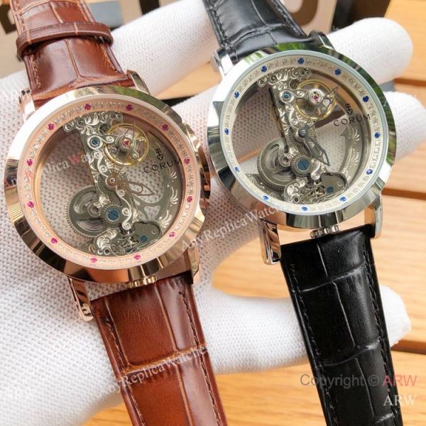New Copy Corum Bridge Transparent Dial Rose Gold Corum Watch Diamond Inner New Copy Corum Bridge Transparent Dial Rose Gold Corum Watch Diamond Inner