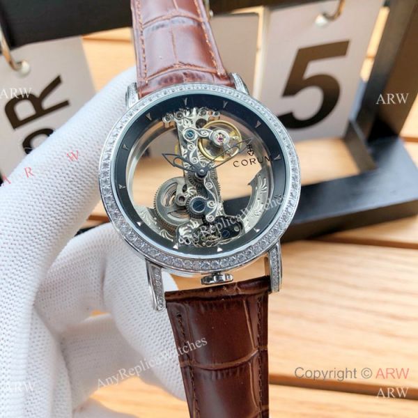Copy Corum Bridge Transparent Dial Corum Watch Diamond Bezel Rose Gold Copy Corum Bridge Transparent Dial Corum Watch Diamond Bezel Rose Gold