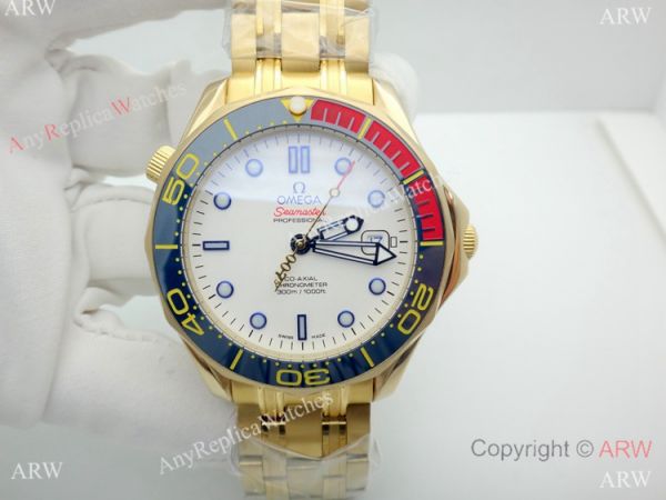 New Copy Omega Commanders 007 James Bond Yellow Gold Men Watch New Copy Omega Commanders 007 James Bond Yellow Gold Men Watch