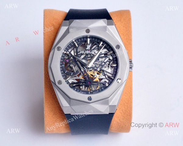 Copy Hublot Classic Fusion Skeleton SS Black Bezel Watches Copy Hublot Classic Fusion Skeleton SS Black Bezel Watches