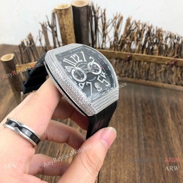 Best Replica Franck Muller Vanguard Chronograph Men Watch SS Diamond Case Black Dial Best Replica Franck Muller Vanguard Chronograph Men Watch SS Diamond Case Black Dial