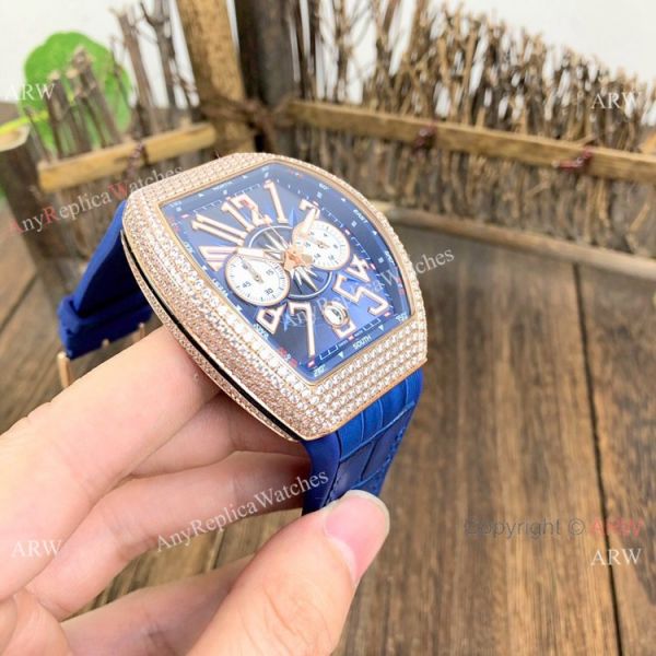 Fake Franck Muller Vanguard Yachting Rose Gold Blue Chronograph Watch 44mm Fake Franck Muller Vanguard Yachting Rose Gold Blue Chronograph Watch 44mm