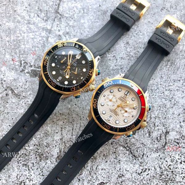 Replica Omega Seamaster 300m Watches Two Tone Blue Chronograph Omega Clone Watch Replica Omega Seamaster 300m Watches Two Tone Blue Chronograph Omega Clone Watch