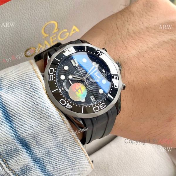Solid Black Omega Seamaster 300M Chronograph Watch Replica Solid Black Omega Seamaster 300M Chronograph Watch Replica