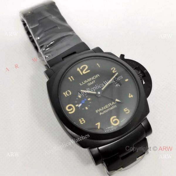 Fake Panerai Luminor GMT PAM 1441 Men Watch Black Steel Fake Panerai Luminor GMT PAM 1441 Men Watch Black Steel