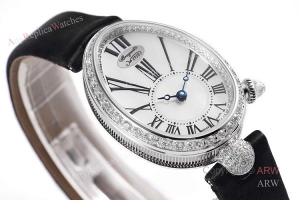 Replica Breguet Reine De Naples Watch White Roman Numberals With Diamond Bezel Replica Breguet Reine De Naples Watch White Roman Numberals With Diamond Bezel