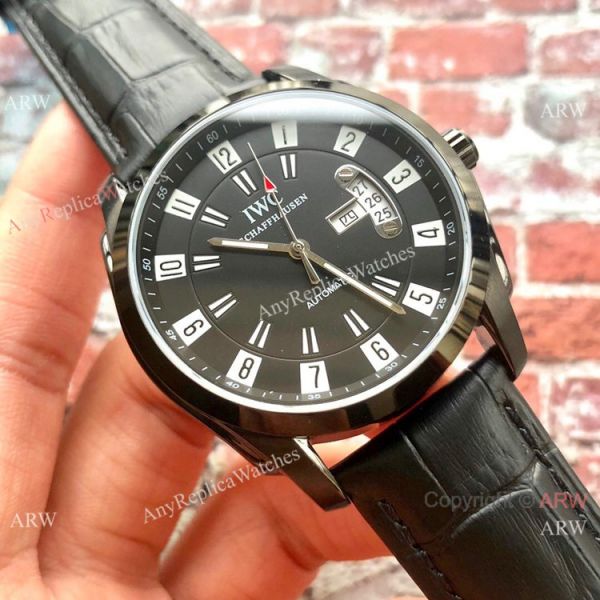 Best Replica IWC Schaffhausen Watch Black Dial Leather Strap Best Replica IWC Schaffhausen Watch Black Dial Leather Strap