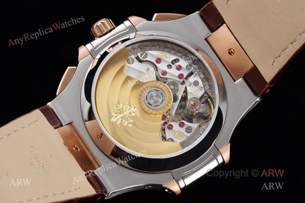 New Patek Philippe Nautilus Rose Gold And Silver Blue Dial Chronograph Swiss Replica Watches New Patek Philippe Nautilus Rose Gold And Silver Blue Dial Chronograph Swiss Replica Watches