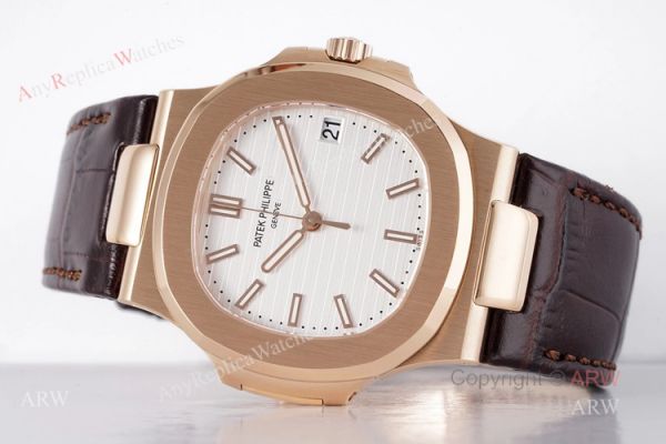 Swiss Replica Patek Philippe Nautilus Watches Rose Gold Case With White Dial Swiss Replica Patek Philippe Nautilus Watches Rose Gold Case With White Dial