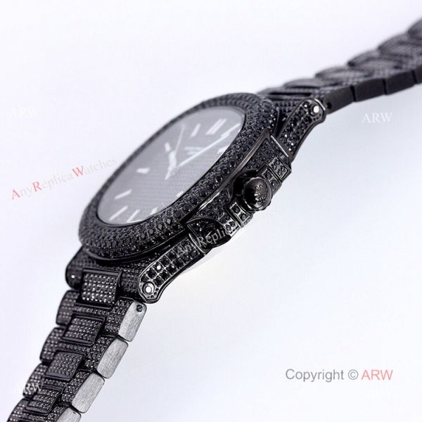 High Quality Replica Iced Out Patek Philippe Nautilus Black Diamonds Automatic Watch 40mm High Quality Replica Iced Out Patek Philippe Nautilus Black Diamonds Automatic Watch 40mm